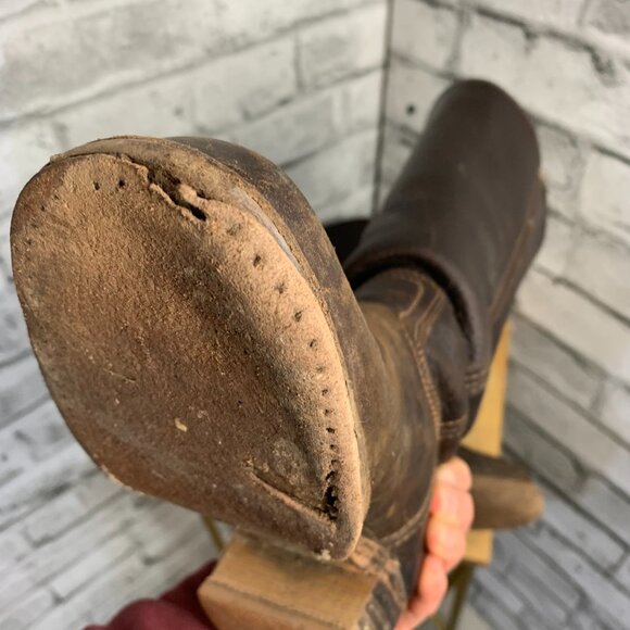 Frye Vintage 70s Campus Boots 7 Brown Distressed Leather Boho Chunky Block Heel - Picture 16 of 16